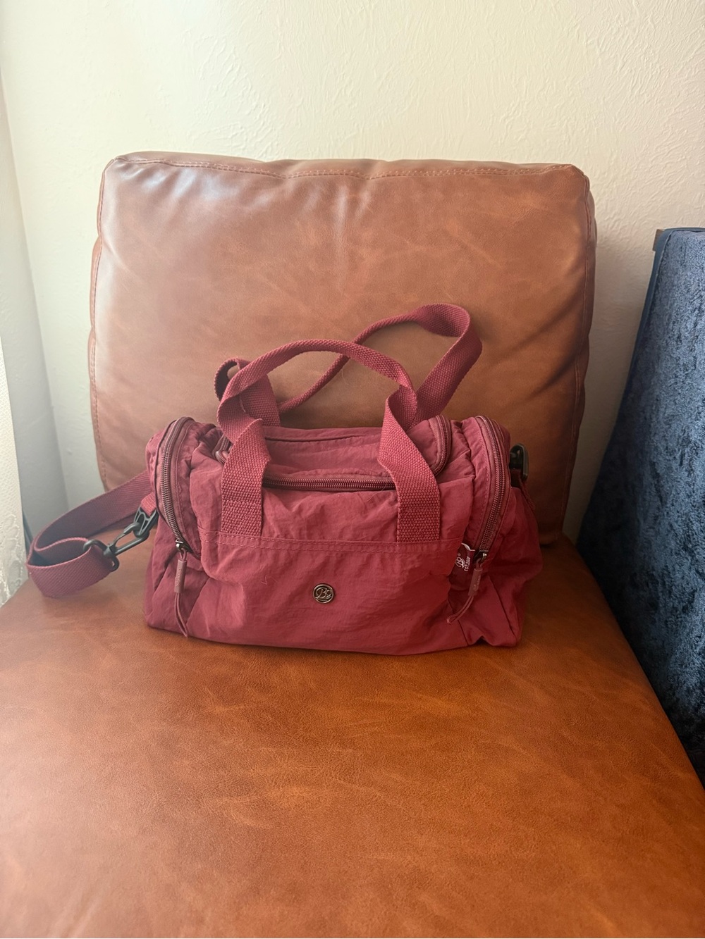 Small Burgundy Gym Crossbody Duffel Bag